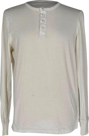 Tom Ford Henley Long Sleeve T-Shirt in White Cotton
