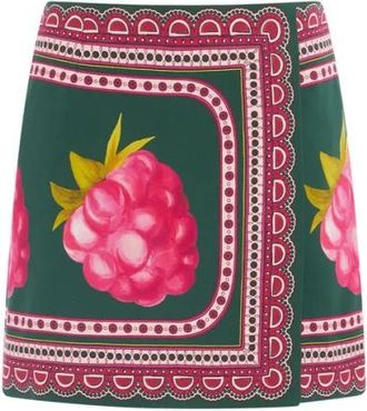 La DoubleJ Romantic Raspberry Print Mini Rok - Dames - Korte rokken - Veelkleurig - S - Satijn - Rokken