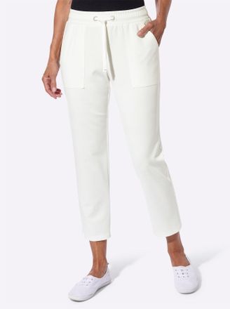 Casual Looks Jerseyhose CASUAL LOOKS, Damen, Gr. 36, Normalgr&ouml;ssen, ecru, 76% Polyester, 20% Viskose, 4% Elasthan, unifarben, Hosen Jerseyhose
