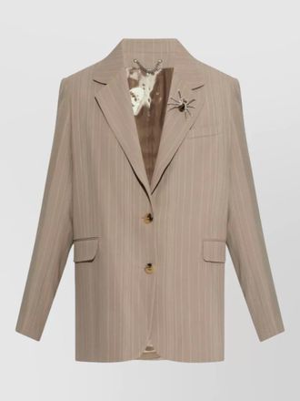 Golden Goose pinstripe blazer jacket notched lapel pockets