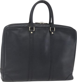 Louis Vuitton Porte Documents Voyage Epi Leather Black Leather Briefcase Bag (Pre-Owned)