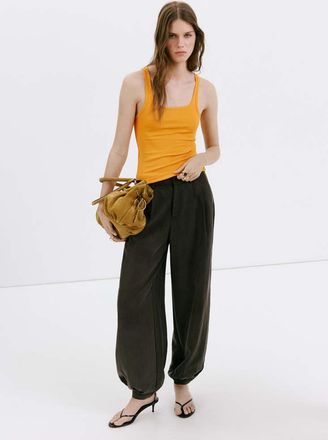Mango Top a coste semitrasparente mandarino - Donna - S - MANGO