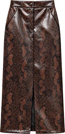 Actualee Gonna Longuette Effetto Pelle Stampa Serpente - - Skirts - Donna - Marrone - S