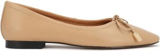 Kazar Beige leren pumps met decoratieve uitsparing en binding - Dames - Ballerinas - Beige - 38 EU - Leer - Schoenen