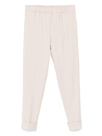 D.exterior elastic-waistband cuffed trousers - Neutrals