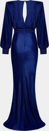 Zhivago Betsy Satin Long-Sleeve Gown