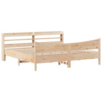 Berkfield Home Bed Frame with Headboard 180x200 cm Super King Solid Wood Pine in Light Brown