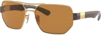 Ray-Ban RB3672 Polarized 001/83 Mens Sunglasses Gold Size 60