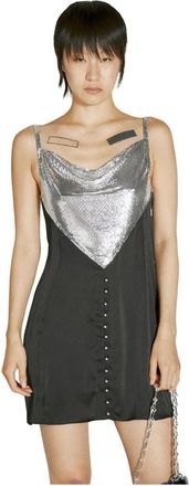 Paco Rabanne Contrast Panel Mini Dress - female - Rabanne - Short Dresses - Black - 2XS - Dresses