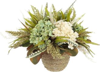Creative Displays Inc. Assorted Hydrangea Fall Arrangement With Wheat In Rope Pot