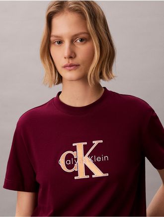 Calvin Klein Jeans Calvin Klein Womens Foil Monologo Classic T-Shirt - Red - XL
