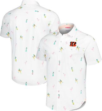Tommy Bahama Mens Tommy Bahama White Cincinnati Bengals Nova Wave Flocktail Button-Up Shirt at Nordstrom, Size Xxx-Large