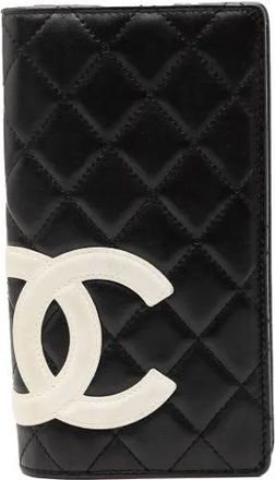 Chanel Portafoglio bi-fold Cambon Ligne in pelle di agnello trapuntata 2004-2005 - Nero