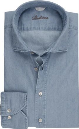 Stenstr&ouml;ms Denim Blue Casual Fitted Overhemd - Heren - Spijkeroverhemden - Blauw - 2XL - Denim - Overhemden