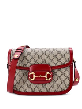 Gucci Horsebit 1955 Shoulder Bag GG Coated Canvas with Leather Small crossbody bag - Brown