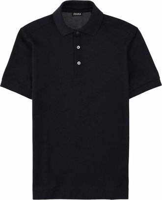 Ermenegildo Zegna Cotton Mulberry Silk Blend Polo Shirt