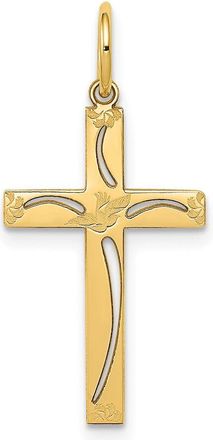 Diamond2Deal 14k Yellow Gold Laser Designed Cut-out Cross Charm Pendant