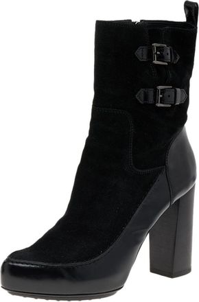Tod's Tods Black Suede And Leather Ankle Boots