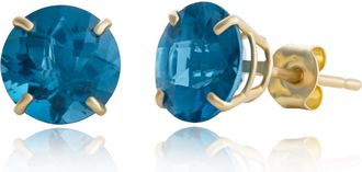 MAX + STONE 10k Yellow or White Gold 8mm Round Cut Gemstone Birthstone Stud Earrings