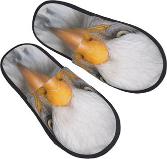 Generic House Slippers Bald Eagle In The Mist Portable Slipper Non-Slip House Shoes For Indoor Winter Ladies M