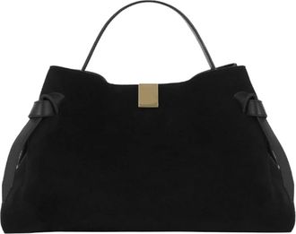 Yuzefi Zwarte Suede Gyoza Tas - Dames - Handtassen - Zwart - ONE Size - Tassen