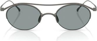 Armani 49mm Oval Sunglasses in Matte Gunmetal /Dark Grey at Nordstrom