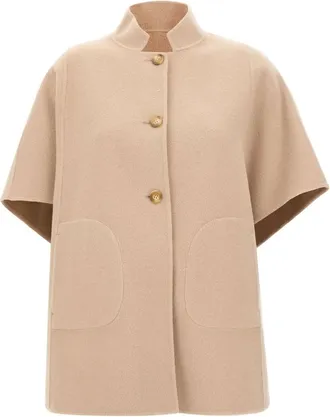 Elena Miro Jassen, Dames, Beige, S, Wol, Omkeerbare Jas van Wolmix
