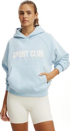 Cotton On Womens Active Plush Premium Graphic Raglan Hoodie in Blue Vision Sport Club at Nordstrom, Size Xx-Small