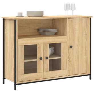 Berkfield Home Sideboard Sonoma Oak 100x35x75 cm Engineered Wood in Natural | Size: 100 x 35 x 75 cm