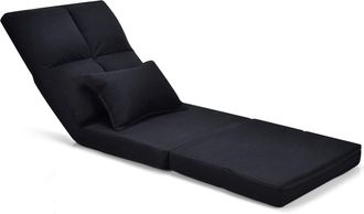 Costway Costway - Sof&aacute; De Suelo Con Respaldo Ajustable Silla Plegable Con Funci&oacute;n Reclinable Y Coj&iacute;n Lumbarde Asiento Meditaci&oacute;n Carga Hasta 100kg (negro)