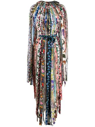 Stella McCartney pleated multi-print draped dress - women - Viscose - 38 - White