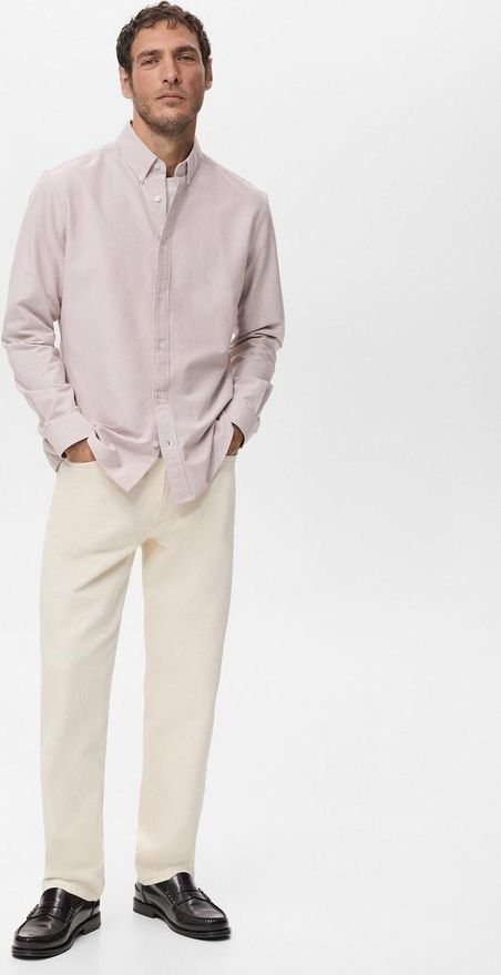 Chemisier Femme Mango Rose Pâle - Taille M, Manches Longues, Col V, Neuf Sans étiquettes