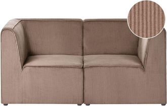 Beliani Modular 2 Seater Sofa Sand Beige Corduroy Sectional Two Piece Sofa Modern Jumbo Cord Minimalistic Style LEMVIG