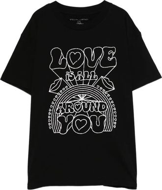 Stella McCartney rainbow-graphic T-shirt - kids - Cotton - 14+ - Black