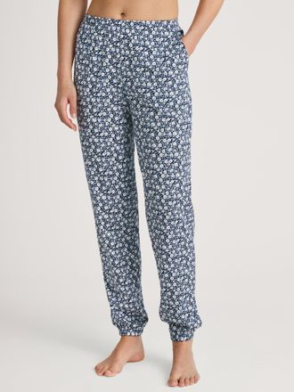 CALIDA Pyjamahose CALIDA Favourites Sleep, Damen, Gr. XS (36/38), N-Gr, blau (peacoat blau), Interlock, Obermaterial: 100% Baumwolle, gemustert, bequem lang,