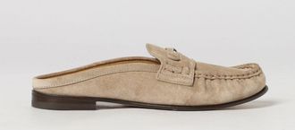 Fendi Mules Scrunch in pelle di vitello scamosciata con logo lettering metallico