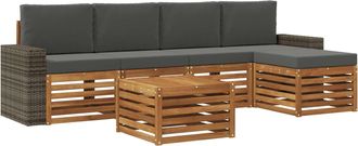 vidaXL Conjunto De Sof&aacute;s De Exterior 6 Uds. Natural Y Antracita Vidaxl
