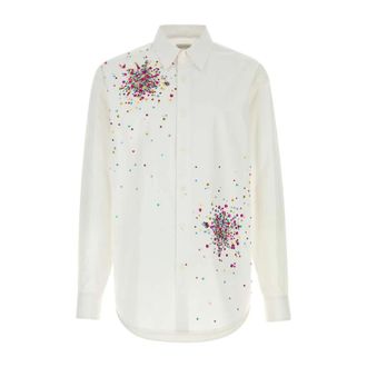 Dries Van Noten Casual Shirts, male, White, Size: XL Caper Cotton-Poplin Shirt