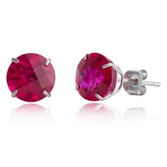 MAX + STONE 10k Yellow or White Gold 8mm Round Cut Gemstone Birthstone Stud Earrings