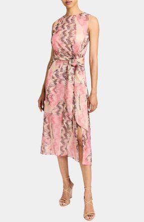 Santorelli DOROTHY A-line Sleeveless Dress in Printed Silk Chiffon in Sweet Pea Multi at Nordstrom, Size 14