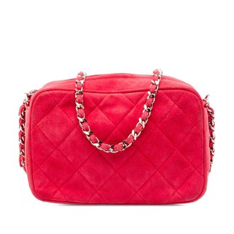 Chanel Tweedehands Gequilted Su&egrave;de Camera Tas