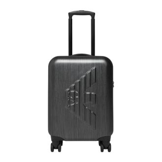 Emporio Armani ABS handbagagekoffer met oversized reli&euml;f adelaar - Heren - Handbagage koffer - Grijs - ONE Size - Koffers