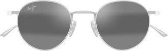 Maui Jim Kaapeha 48mm Small PolarizedPlus2 Round Sunglasses in Matte Silver/Neutral Grey at Nordstrom