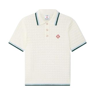 Casablanca Boucl&eacute; Poloshirt - Heren - Polos - Wit - L - Katoen - Tops