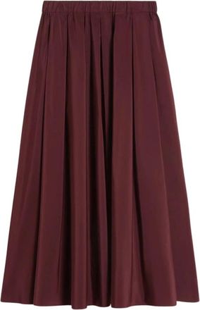Max Mara Curvato Taffeta Rok - Dames - Midirokken - Rood - S - Katoen - Rokken
