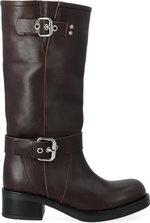 Max Mara Schoenen, Dames, Bruin, 38 EU, Leer, Wkaaddobbo Biker Boot