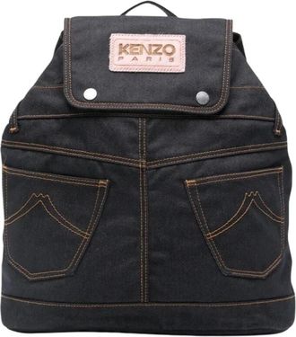 Kenzo Five Pockets Rugzak - Heren - Rugzakken - Blauw - ONE Size - Katoen - Tassen