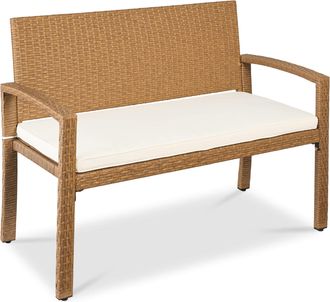 Best Choice Products 2-Person Outdoor Wicker Bench Garden Patio Porch Furniture w/ 700lb Capacity, Cushion