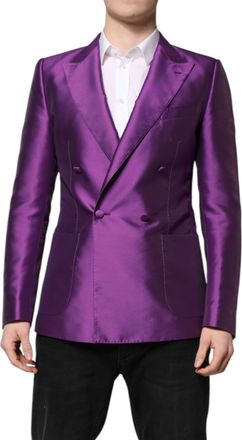 Dolce & Gabbana Mens Double Breasted Silk Blazer - Purple - Size EU 48 (Mens)