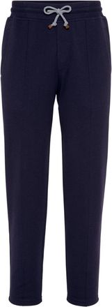 Brunello Cucinelli drawstring slim-fit track pants - men - Cotton/Nylon - 3XL - Blue